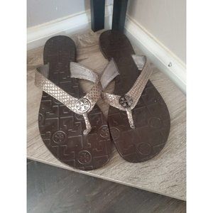 Size 8 - Tory Burch Metallic Brown Flip Flop Sandals Flats Shoes